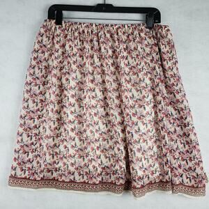 Max Studio Womens L Elastic Waist Vintage Floral Print Layered Skirt Cottagecore